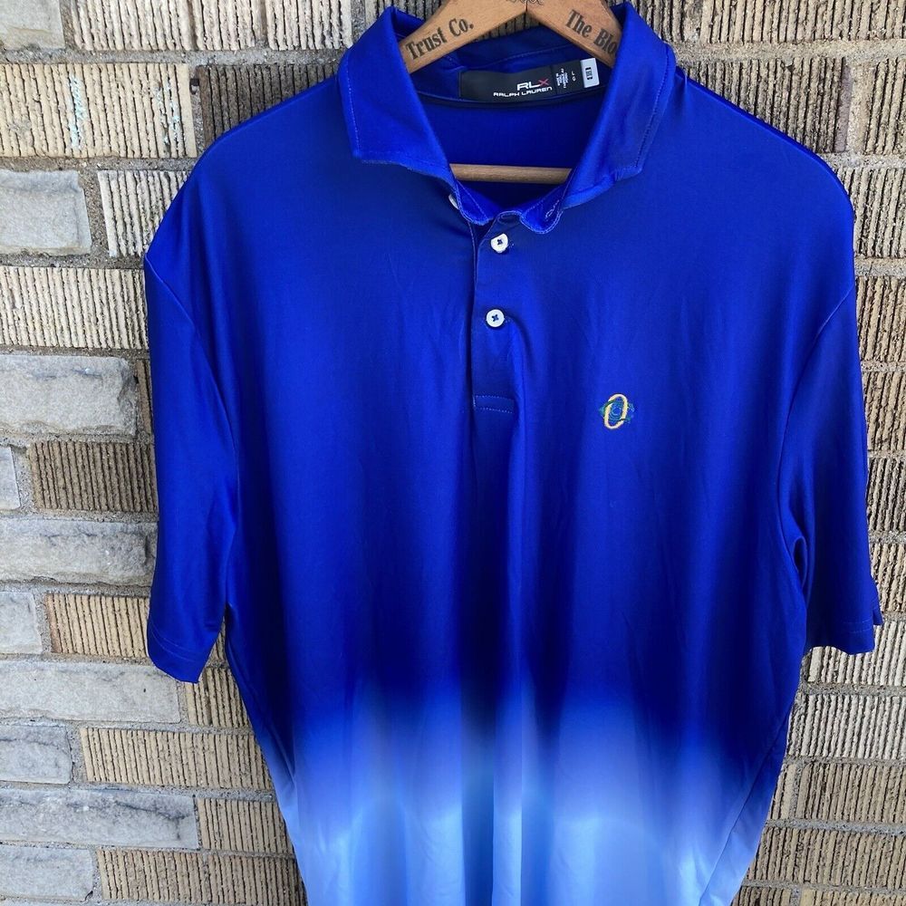 RLX Ralph Lauren Men's Large Blue Ombre Polo Oakmont Country Club Golf Stretch‎ - Picture 6 of 9